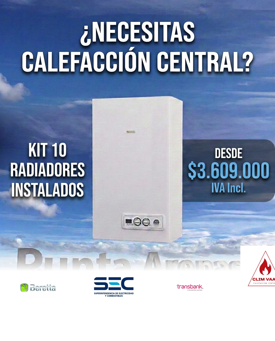 Kit 10 Radiadores Instalados Calefacción Central CLIM VAAR Punta Arenas