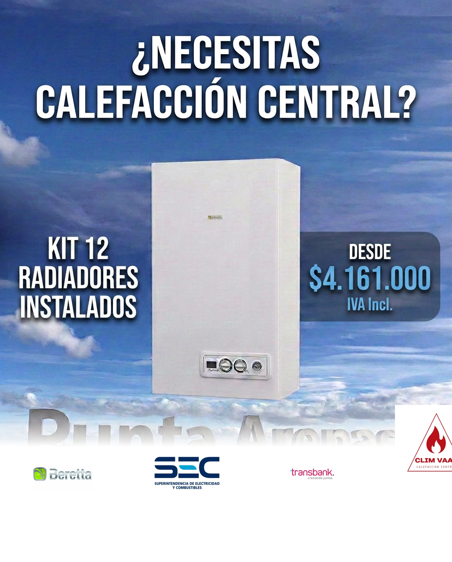 Kit 12 Radiadores Instalados Calefacción Central CLIM VAAR Punta Arenas