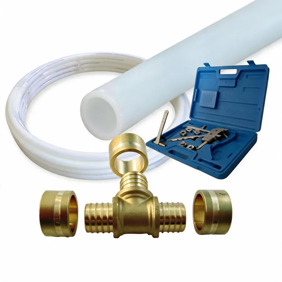 Tuberías, Fittings y Herramientas PEX: tubo PEX, fittings de bronce y expander